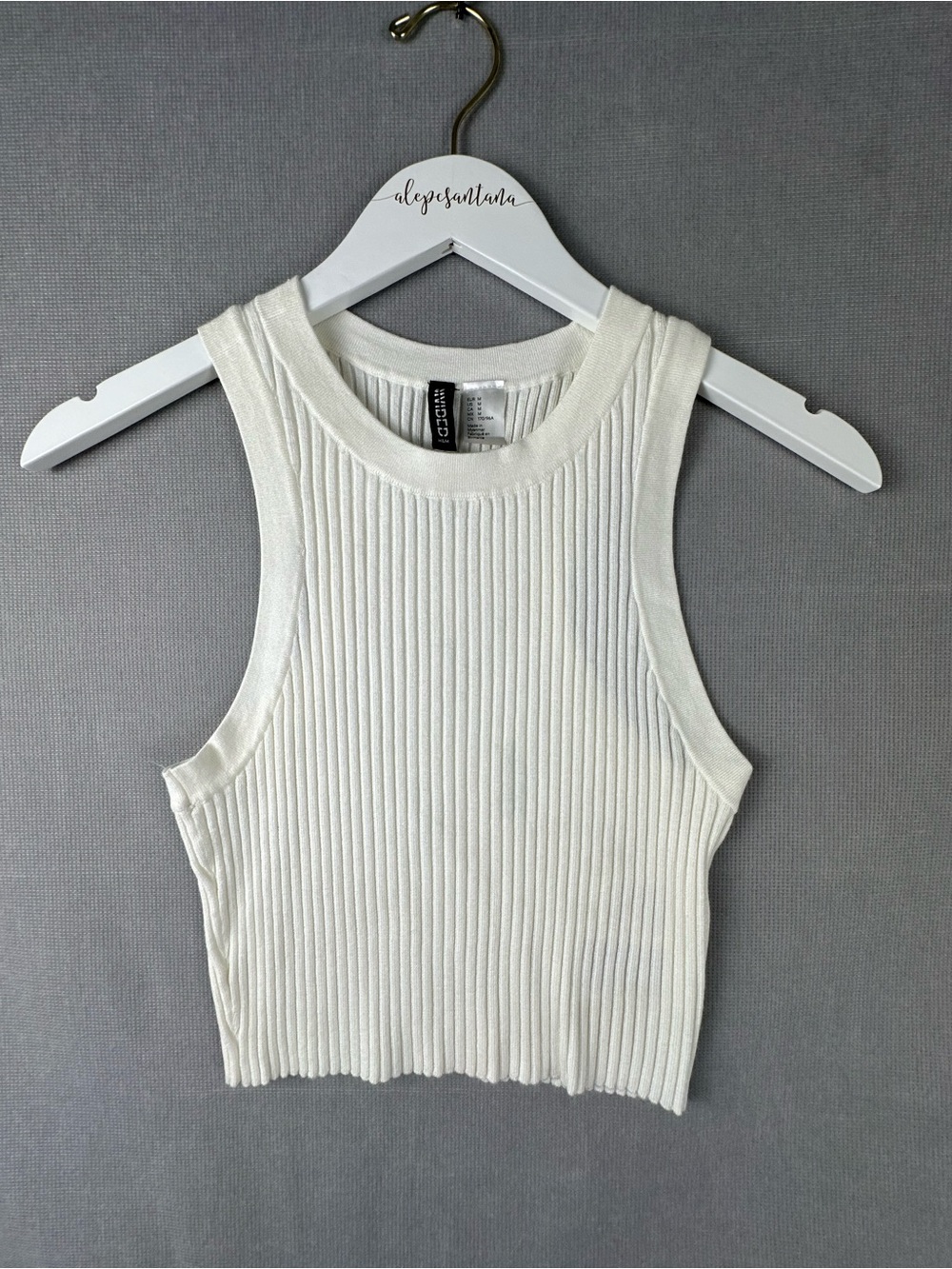 H&M Ribbed Knit Cropped Tank Top – White – Women’s Size M